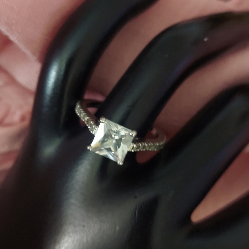 925 Sterling Silver 8x8 Princess Cut CZ Engagement Wedding Ring Size 8.5
